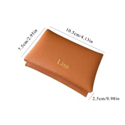 Customized name card holder for ladies, genuine leather, double-fold card holder with palmprint snap fastener, card case, wallet