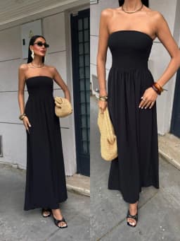 2026 New Summer Fashion Solid Color Off-Shoulder Strapless Waist-Cinching Long Dress for Women