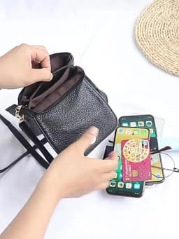 Women Leather Crossbody Phone Bag Small Shoulder Bag Double Zipper Wallet Multi Pocket Card Holder Mini Messenger Bag
