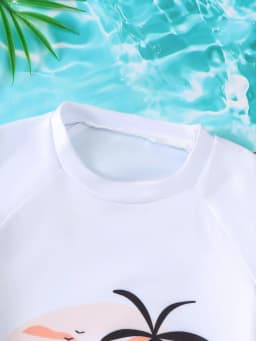 Baby Boys Summer Casual Short Sleeve Shorts Swimsuit Set with Hat Toddler Swimwear Ensemble