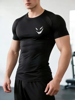 Men's Smiling Face Print Quick-drying Tight Long-sleeved T-shirt Fitness Training Stretch Top Short-sleeved T-shirts for fitness