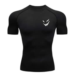 Men's Smiling Face Print Quick-drying Tight Long-sleeved T-shirt Fitness Training Stretch Top Short-sleeved T-shirts for fitness