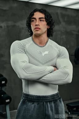 Men's Compression Long Sleeve Shirt Superhero Bat Print Workout Tops Breathable Quick Dry Athletic Base Layer for Gym Running Tr
