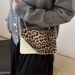 Women's Leopard Print Shoulder Bag Fixed Strap Multi Compartment Work Shopping Crossbody Purse