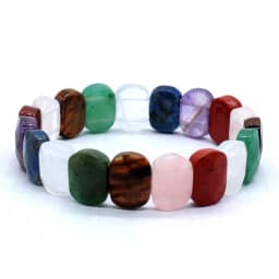 Natural Healing Crystal Oval Faceted Stone Bracelet For Women Amethyst Quartz Agate Punk Gothic Retro Stretch Bangle Men Jewelry