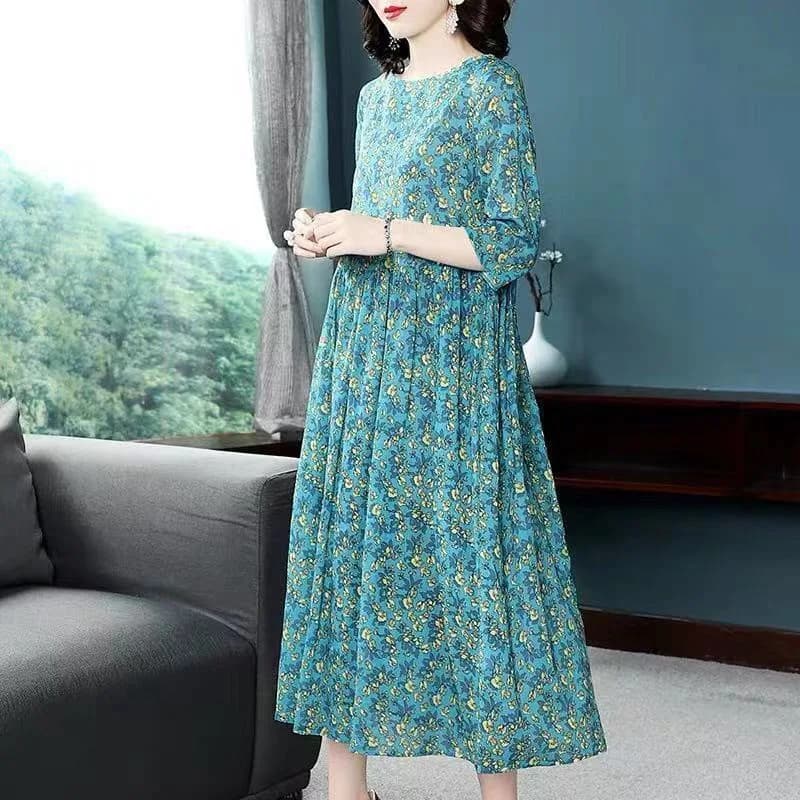Plus Size Women's Summer Casual Comfortable Dress Loose Floral Office Lady Fashion New Arrival Trendy Breathable