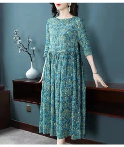 Plus Size Women's Summer Casual Comfortable Dress Loose Floral Office Lady Fashion New Arrival Trendy Breathable