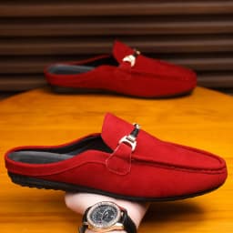 Summer Men Leather Half Slippers Comfortable Mens Loafers Breathable Casual Shoes Slip on Lazy Shoes Comfortable Walking Shoes