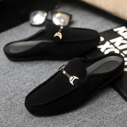 Summer Men Leather Half Slippers Comfortable Mens Loafers Breathable Casual Shoes Slip on Lazy Shoes Comfortable Walking Shoes