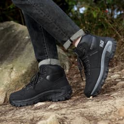 High-Top Leather Men's Boots Breathable Desert Combat Boots Outdoor Non-slip Hiking Boots Men Motorcycle Boots Work Ankle Boots