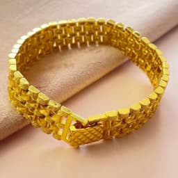925 Silver Plated Gold Stylish Simple 16MM 22CM Strap Bracelet Birthday Party Anniversary Gift