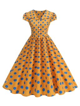 Women's Polka Dot Summer Dress 50s Retro Vintage Peter Pan Collar A-Line Outfit for Party And Daily Wear