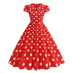 Women's Polka Dot Summer Dress 50s Retro Vintage Peter Pan Collar A-Line Outfit for Party And Daily Wear