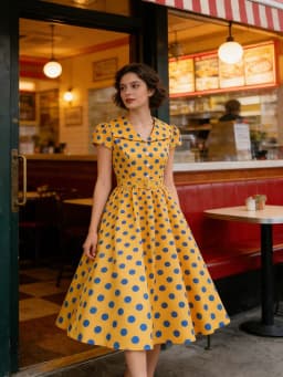 Women's Polka Dot Summer Dress 50s Retro Vintage Peter Pan Collar A-Line Outfit for Party And Daily Wear