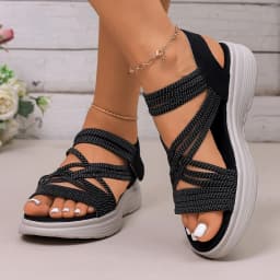 Women Sandals Non Slip Thick-Soled Wedges Shoes for Women Summer Outdoor Casual Sandals Fashion Open Toe Elastic Sports Shoes