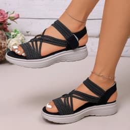 Women Sandals Non Slip Thick-Soled Wedges Shoes for Women Summer Outdoor Casual Sandals Fashion Open Toe Elastic Sports Shoes