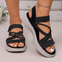 Women Sandals Non Slip Thick-Soled Wedges Shoes for Women Summer Outdoor Casual Sandals Fashion Open Toe Elastic Sports Shoes