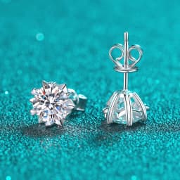 TY 925 Sterling Silver Moissanite Stud Earrings for Women Men 0.3-2CT Snowflake Six-Claw Stud Earrings D VVS1 Fine Jewelry Gift