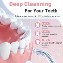 Professional Portable Cordless Water Flosserfor Teeth, Rechargeable Oral Irrigator with 3 Modes IPX6 Waterproof 4 Dental Nozzles