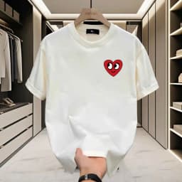 2026 Summer Short Sleeve Luxury All-purpose Cotton Breathable T-shirt for Men and Women with Love Print Short Sleeve