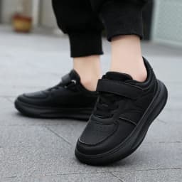 Seasonal children's leather shoes for boys and girls, outdoor casual shoes, medium-large size, black sports shoes, perfect for s