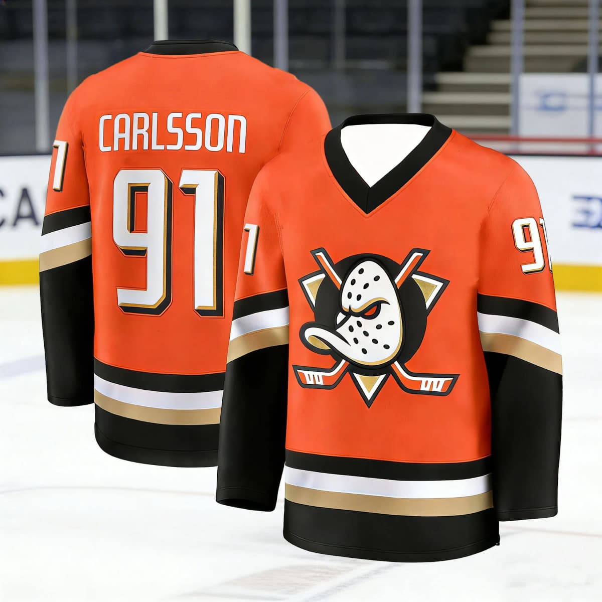 2026 Ice Hockey Jersey - White/Black/Orange with Iconic "Duck" Logo Must-Have Jersey for Fans & Collectors 3d HD Print