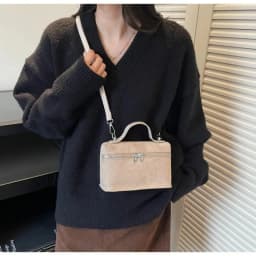 Retro Autumn Winter Matte Crossbody Bag Suede Textured Shoulder Bag Box Design Pure Color Evening Bags Women Handle Bag
