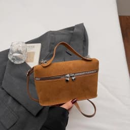 Retro Autumn Winter Matte Crossbody Bag Suede Textured Shoulder Bag Box Design Pure Color Evening Bags Women Handle Bag