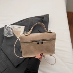 Retro Autumn Winter Matte Crossbody Bag Suede Textured Shoulder Bag Box Design Pure Color Evening Bags Women Handle Bag