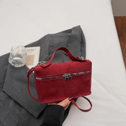 Retro Autumn Winter Matte Crossbody Bag Suede Textured Shoulder Bag Box Design Pure Color Evening Bags Women Handle Bag
