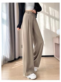 High Waist Solid Loose Women's Wide Leg Pants 2026 New Spring Summer Button Elegant Straight Full Length Trousers Female
