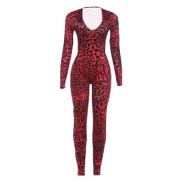 Kliou Leopard Print Jumpsuits Woman Low-Neck Full Sleeve Hollow Waistless Design Hot Girls High Street Fashion Style Overalls