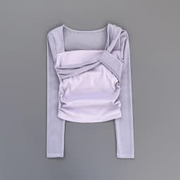 Women Square Neck Mesh Long Sleeve Yoga Top Shoulder Twist Side Ruched Soft Breathable Fitness Sports Tee ****