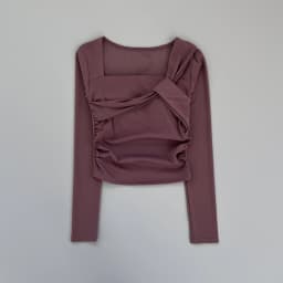 Women Square Neck Mesh Long Sleeve Yoga Top Shoulder Twist Side Ruched Soft Breathable Fitness Sports Tee ****