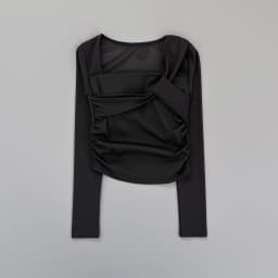 Women Square Neck Mesh Long Sleeve Yoga Top Shoulder Twist Side Ruched Soft Breathable Fitness Sports Tee ****