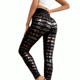 Women Leopard Wetlook Leggings Compression Yoga Pants Power Stretch Workout Leggings