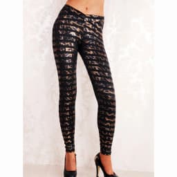 Women Leopard Wetlook Leggings Compression Yoga Pants Power Stretch Workout Leggings