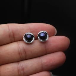 Real Cultured Freshwater Black Pearl Earring For Woman,Cute 925 Silver Pearl Earring Fine Jewelry Wife Bridesmate Gift