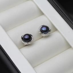 Real Cultured Freshwater Black Pearl Earring For Woman,Cute 925 Silver Pearl Earring Fine Jewelry Wife Bridesmate Gift