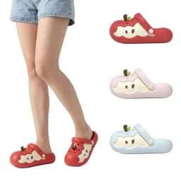 Adorable EVA Apple Slippers Anti Slip Waterproof Apple Sandals Closed Toe Soft Bottom Indoor Outdoor Sandals Spring Summer