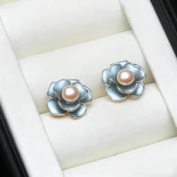 Small 925 Silver Natural Freshwater Pearl Earrings,Luxurious Cultured Pearl Stud Earrings Wife Mother Anniversary White Pink