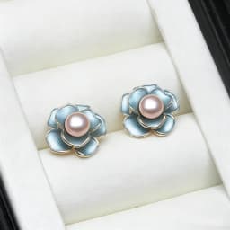 Small 925 Silver Natural Freshwater Pearl Earrings,Luxurious Cultured Pearl Stud Earrings Wife Mother Anniversary White Pink