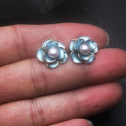 Small 925 Silver Natural Freshwater Pearl Earrings,Luxurious Cultured Pearl Stud Earrings Wife Mother Anniversary White Pink