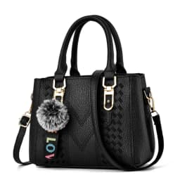 Korea Leather Women Handbag with Keychain Open Pocket Shoulder Bag Large Capacity Casual Messenger Bag Lady