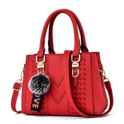 Korea Leather Women Handbag with Keychain Open Pocket Shoulder Bag Large Capacity Casual Messenger Bag Lady