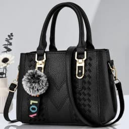 Korea Leather Women Handbag with Keychain Open Pocket Shoulder Bag Large Capacity Casual Messenger Bag Lady