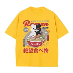 Anime Hopes Peaks Academy Danganronpa Eat Ramen Graphic T-shirt Men Women Funny Vintage Japanese Style T Shirts Cotton T-shirts