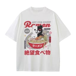 Anime Hopes Peaks Academy Danganronpa Eat Ramen Graphic T-shirt Men Women Funny Vintage Japanese Style T Shirts Cotton T-shirts