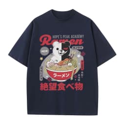 Anime Hopes Peaks Academy Danganronpa Eat Ramen Graphic T-shirt Men Women Funny Vintage Japanese Style T Shirts Cotton T-shirts