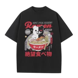 Anime Hopes Peaks Academy Danganronpa Eat Ramen Graphic T-shirt Men Women Funny Vintage Japanese Style T Shirts Cotton T-shirts